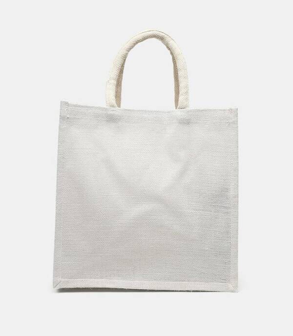 White Jute Tote Bag - Image 2