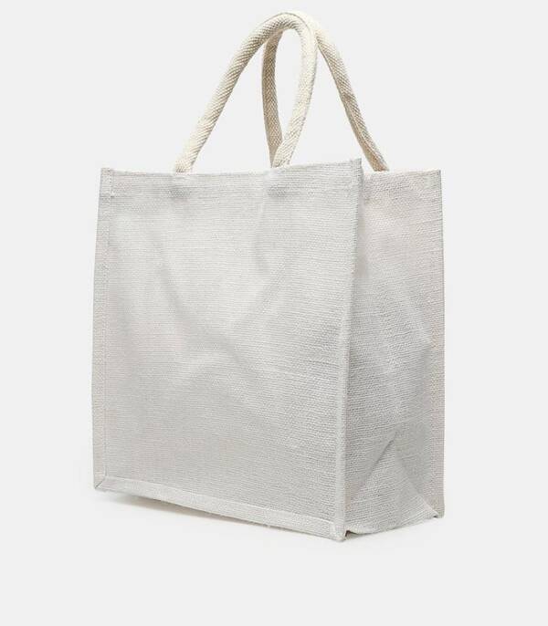 White Jute Tote Bag